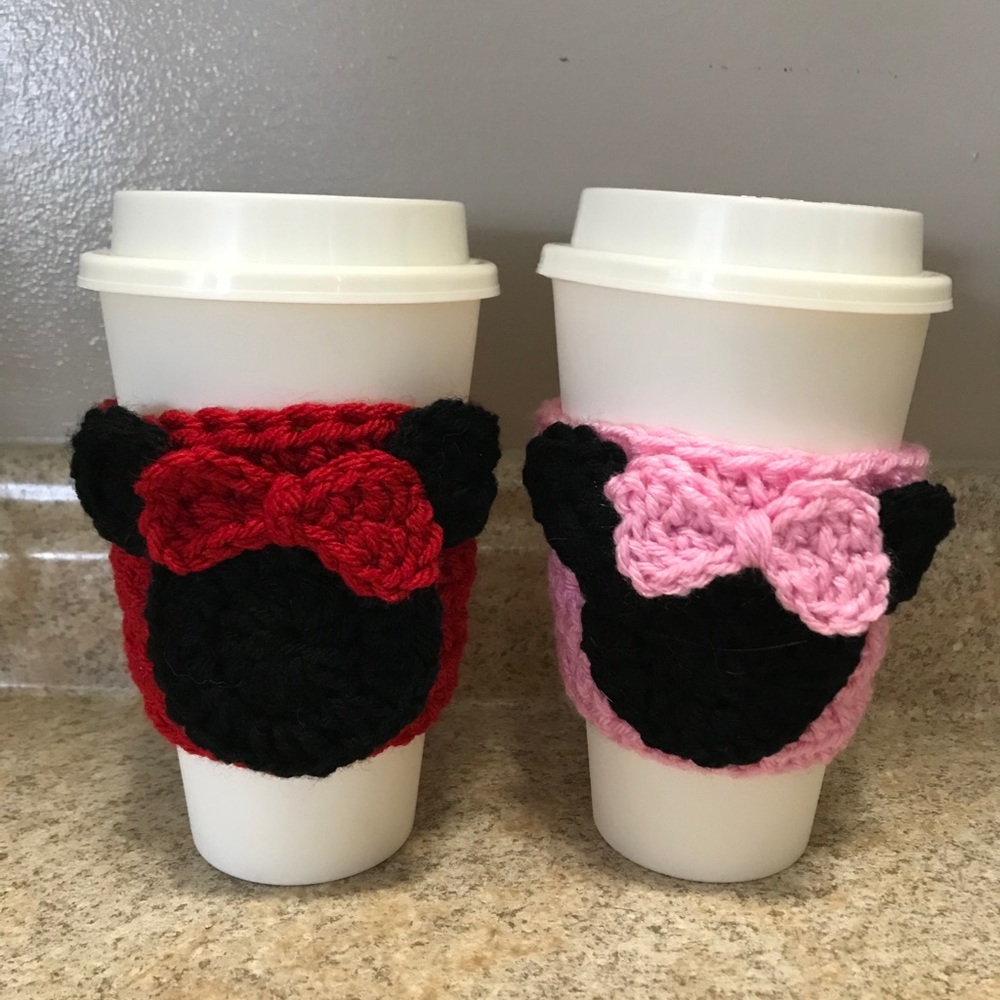 Mickey OR Minnie Crochet Cup Cozy - Picture 2 of 2